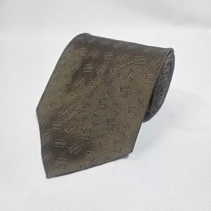 Audrey Buckner Men's 100% European‎ Silk Tie Gold Herringbone Pattern
